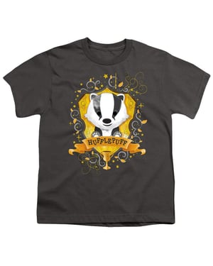 Harry Potter Hufflepuff-T-shirt met aquarelprint voor kinderen (Houtskool)