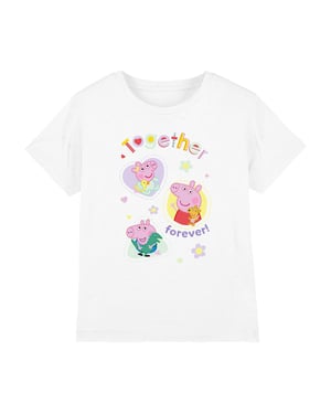 Peppa Pig T-shirt voor kinderen met de tekst ‘Together Forever’ (Wit)