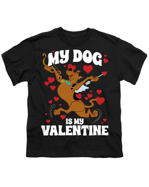Scooby Doo T-shirt voor kinderen met de tekst ‘My Dog Is My Valentine’ (Zwart)
