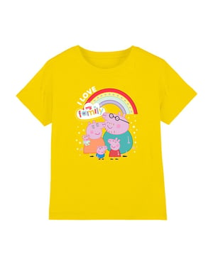 Peppa Pig T-shirt voor kinderen met de tekst ‘I Love my Family’ en Peppa Pig (Geel)