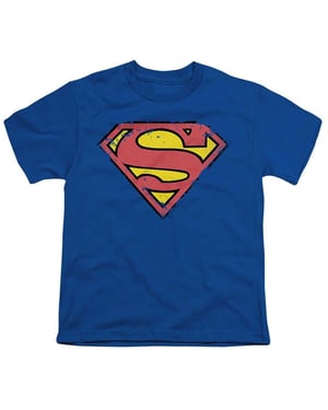 Superman T-shirt met verweerd schildmotief voor kinderen (Koningsblauw)