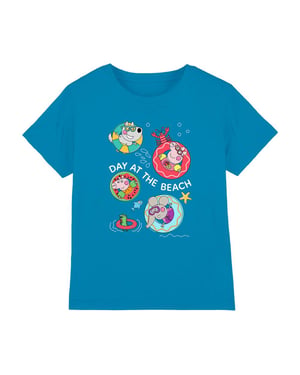 Peppa Pig T-shirt ‘Kinderdag op het strand’ (Turquoise)