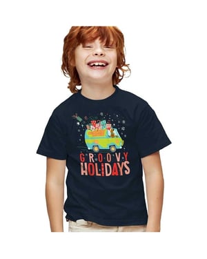 Scooby Doo Groovy Holidays-kerst-T-shirt voor kinderen (Marine)