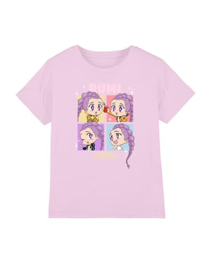 K-Pop Demon Hunters Childrens/Kids Huntrix Rumi Chibi Group T-Shirt (Light Pink)
