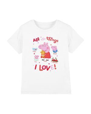 Peppa Pig T-shirt voor kinderen met de tekst ‘All The Things I Love’ (Wit)