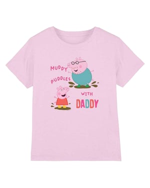 Peppa Pig Meisjes Modderige Plassen Met Papa Katoenen T-Shirt (Lichtroze)