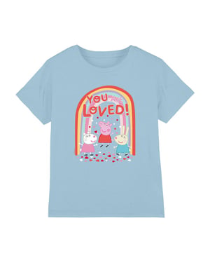 Peppa Pig T-shirt van ringspun-katoen voor kinderen met de tekst ‘Friends You Are Loved’ (Lichtblauw)