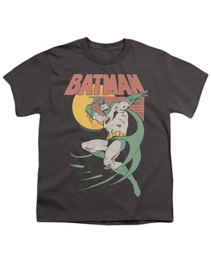 Batman T-shirt voor kinderen in jaren ’70-stijl (Houtskool)
