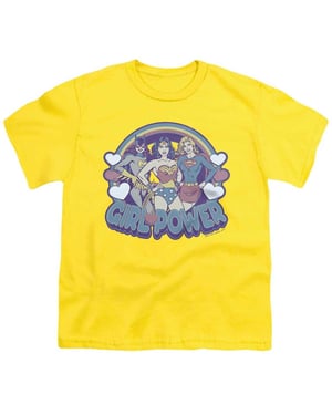 DC Comics Kinder-T-shirt 'Girl Power' in retrostijl (Geel)