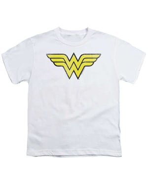 Wonder Woman Kinderen/Kinderen Distressed Logo T-Shirt (Wit)