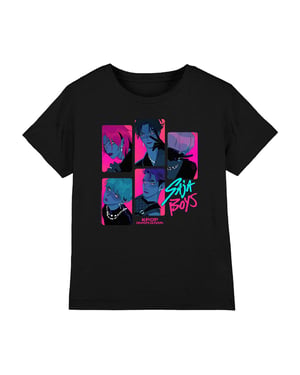 K-Pop Demon Hunters Saja-T-shirt voor jongens met demon-motief (kinderen/jongens) (Zwart)