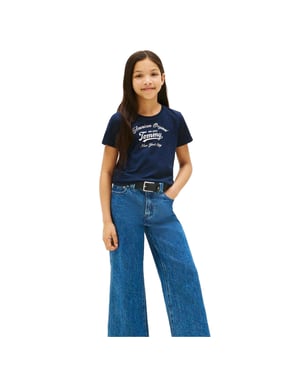 Tommy Hilfiger Meisjes Script T-shirt (Nachtelijke Marine)