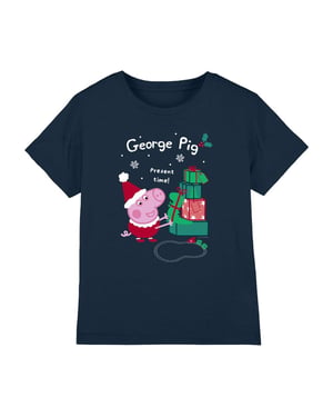 Peppa Pig Kinderen/Kinderen George Pig Present Kerst-T-shirt (Marine)