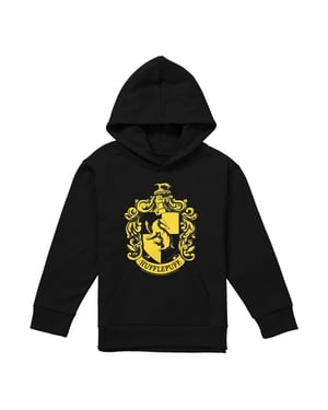Harry Potter Hufflepuff-hoodie met wapen voor kinderen/jongeren (Zwart)