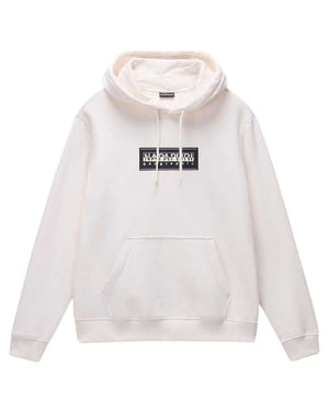 Napapijri Heren-hoodie van katoen met boxlogo en losse pasvorm (Wit)