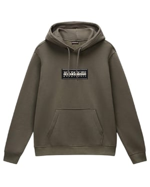 Napapijri Heren-hoodie van katoen met boxlogo en losse pasvorm (Thee)