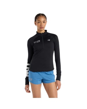 New Balance Sportief hardloopshirt met opschrift voor dames (Zwart)