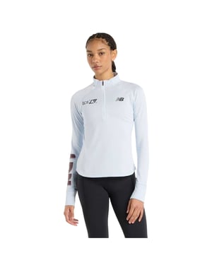 New Balance Sportief hardloopshirt met opschrift voor dames (Lichtblauw)