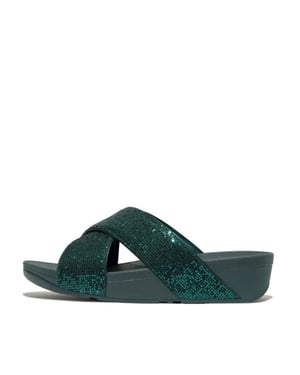 FitFlop Lulu cross slide glitterball metallic