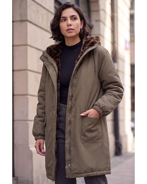 Animal Faux Fur Parka Coat