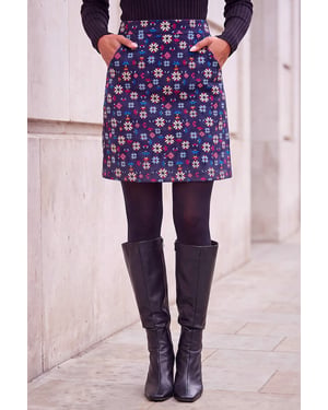 Geometric Star Print Corduroy Skirt