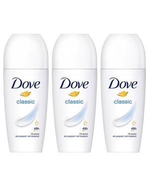 Dove Classic Roll On Anti-Perspirant up to 48H of Sweat & Odour Protection, 3x50ml