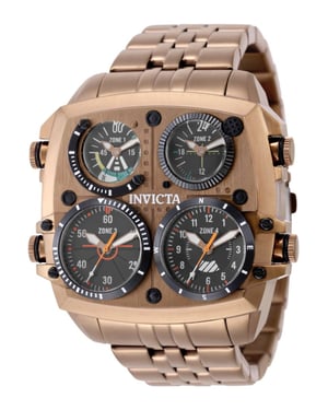 Invicta Aviator - Zulu Time 50659 Herenhorloge - Quartz Uurwerk - Roestvrij Staal met Zwarte Wijzerplaat - 50 mm
