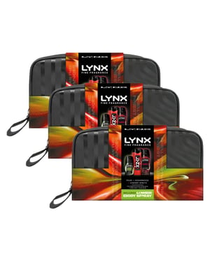 LYNX Fine Fragrance Cherry Spritz Washbag Collection Gift Set 3 piece, Pack of 3
