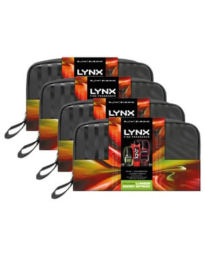 LYNX Fine Fragrance Cherry Spritz Washbag Collection Gift Set 3 piece, Pack of 4