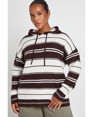Plus Stripe Oversized Knitted Hoody