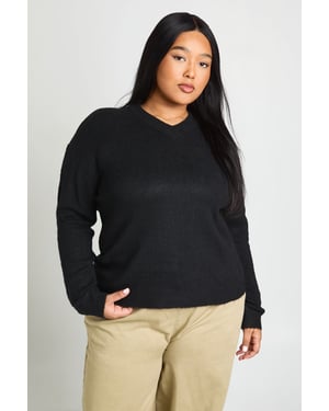 Plus Knitted V Neck Jumper