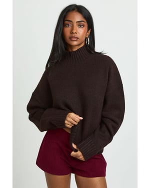 High Neck Boucle Knit Jumper