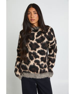 Tall Leopard Print Super Soft Crew Neck Jumper
