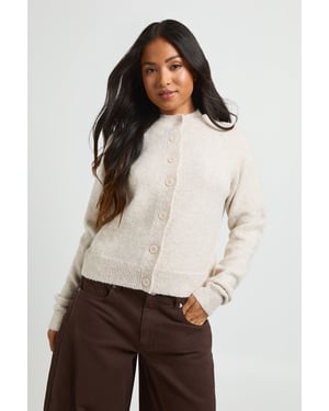 Petite Double Layer Collar Knitted Cardigan