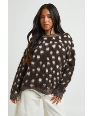 Petite Deer Print Super Soft Crew Neck Jumper