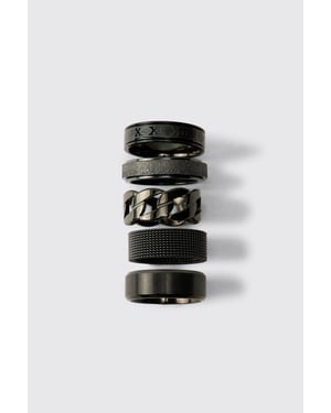 5 Pack Black Stainless Steel Rings Set