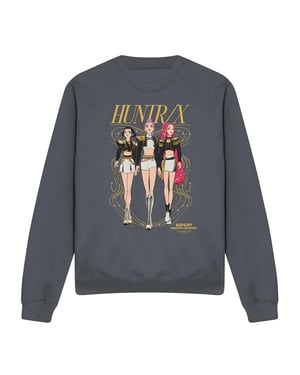 K-Pop Demon Hunters Unisex Adult Huntrix Golden Sparkle Sweatshirt (Charcoal)