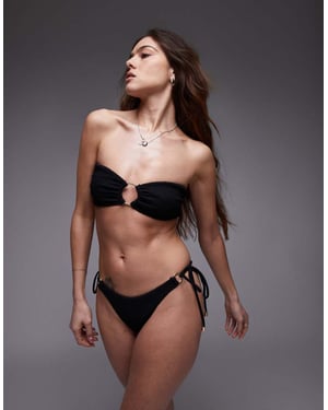 Topshop Thailand bandeau bikini top with metal trim in black