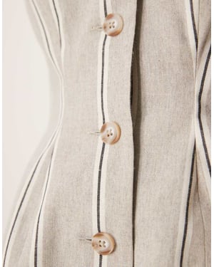 ASOS DESIGN peplum waistcoat in beige stripe