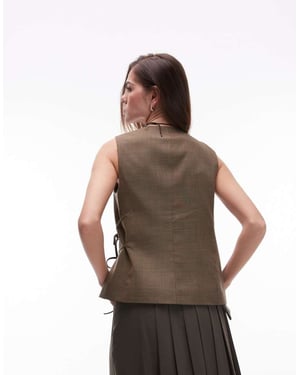 Topshop tie side waistcoat in khaki