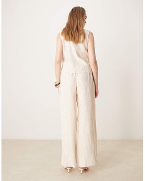 YAS shimmer crinkle wide leg trouser co-ord in sandshell