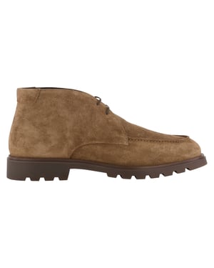 Veterschoenen Giorgio bruin suede grof geribbelde rubberzool