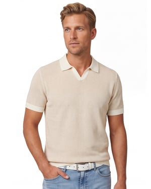 Blue Industry polo beige met boord