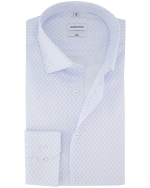 Overhemd Seidensticker lichtblauw slim fit geprint