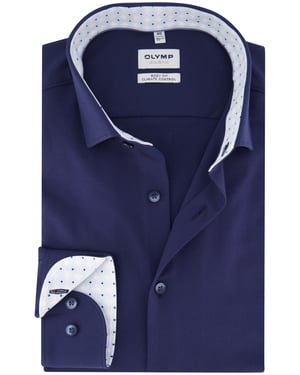 Olymp overhemd donkerblauw slim fit katoen effen
