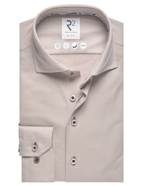 R2 Modern Fit overhemd beige verfijnde knopen