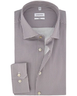 Overhemd Seidensticker slim fit bruin geprint