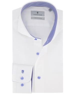 Thomas Maine two-ply overhemd wit katoen