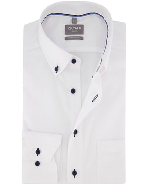 Wit overhemd OLYMP Comfort Fit strijkvrij met button down boord