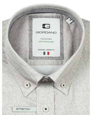 Giordano overhemd beige geprint katoen